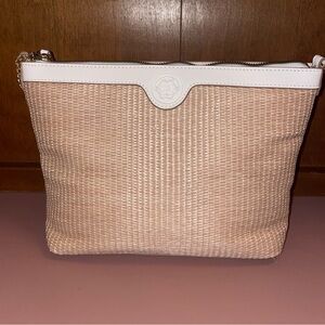 Nannette Lepore white vegan leather woven gold chain shoulder bag